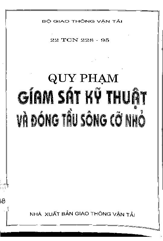 Quy phạm giám sát kỹ thuật và đóng tàu sông cỡ nhỏ 