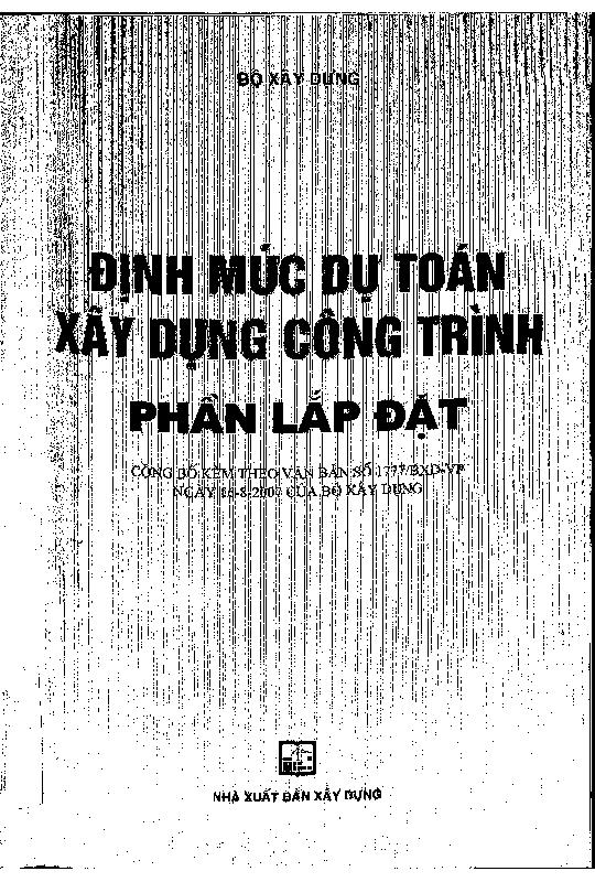 Định mức dự toán xây dựng công trình. Phần lắp đặt