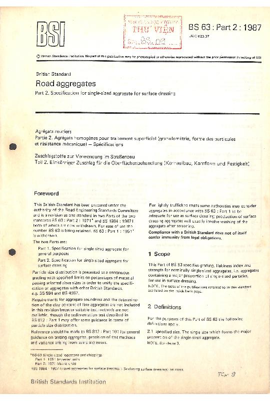 British standard Road aggregates Part 2